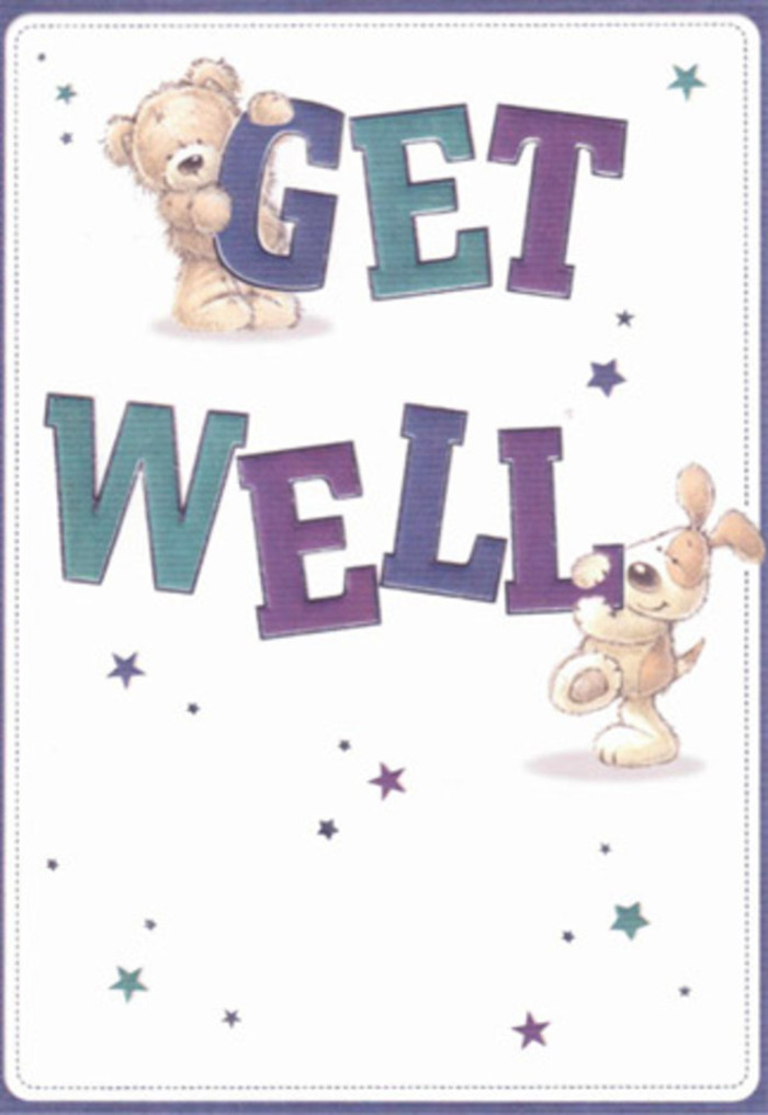 Capturing the essence of gentle encouragement, this get well card features endearing illustrations-a friendly bear and a lively puppy-surrounded by cheerful, twinkling stars. Each character radiates warmth and optimism, as if gathering well wishes from the quiet walks and lively shopfronts of Golders Green. The typography-large, bold, and shaded in joyous purples and cool aquas-anchors the composition, much like the signature touch of a local florist anchoring a bouquet with stunning blooms. There's a tactile quality to the artwork: the bear's soft coat and the puppy's velvet-like ears add comfort, evoking the same careful attention found in arrangements from Golders Green Flowers. The background, creamy and inviting, lets the vibrant colours and bright spirits shine through-akin to a freshly lit room with the day's first delivery. Sending this card alongside seasonal flowers creates a gesture brimming with positive energy, ideal for lifting loved ones' spirits wherever they may be in Golders Green.