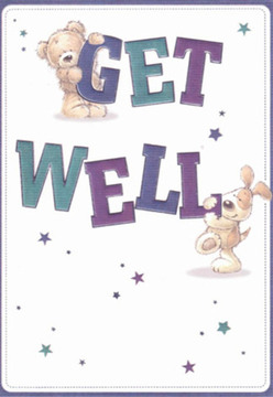 Inspired by the vibrant spirit of Golders Green, this get well card radiates comfort and joy. A loveable teddy bear, gently hugging the top of 'GET,' and a sprightly puppy, nestled around the bold 'WELL,' embody the affectionate wishes so often exchanged in this friendly North London neighbourhood. Their rounded, expressive faces evoke fond memories of home visits and thoughtful gestures, qualities found in every bouquet from your local Golders Green florist. The text, painted in rich purples and serene teals, energises the card just as vibrant floral arrangements brighten the high street. Sprinkles of shimmering stars drift across a snowy white background, alluding to the magic present in moments of kindness and recovery. Each fluffy paw and floppy ear is shaded with care, adding a tangible sense of comfort that echoes fresh petals nestled in a vase. Designed with as much intention as a hand-delivered bouquet, this card brings a wave of light and heartfelt support to friends and neighbours recuperating in Golders Green.