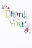 There's a gentle, heartfelt joy woven into this thank you card-a sense that each vibrant element was chosen to bring a smile in Golders Green. 'Thank You' is written in lively, playful script, every letter unique with enhancements of glimmering silver, cheerful yellow, spirited green, and soothing blue. Some letters sparkle with spots or delicate stitches, reflecting the detailed artistry found in local Golders Green boutiques. Scattered stars in shades of pink, teal, and shining silver swirl around the main message, producing a festive ambiance reminiscent of celebrations along North End Road. The serene white background adds a tranquil openness, letting each colorful element remain crisp and clear. The flow of letters and decorative stars feels effortless and joyful, never overwhelming, evoking the pleasure of giving or receiving thanks for a thoughtful gesture. This card would rest beautifully alongside a hand-tied bouquet, a visual and emotional note of appreciation for neighbours, friends, or family throughout Golders Green.